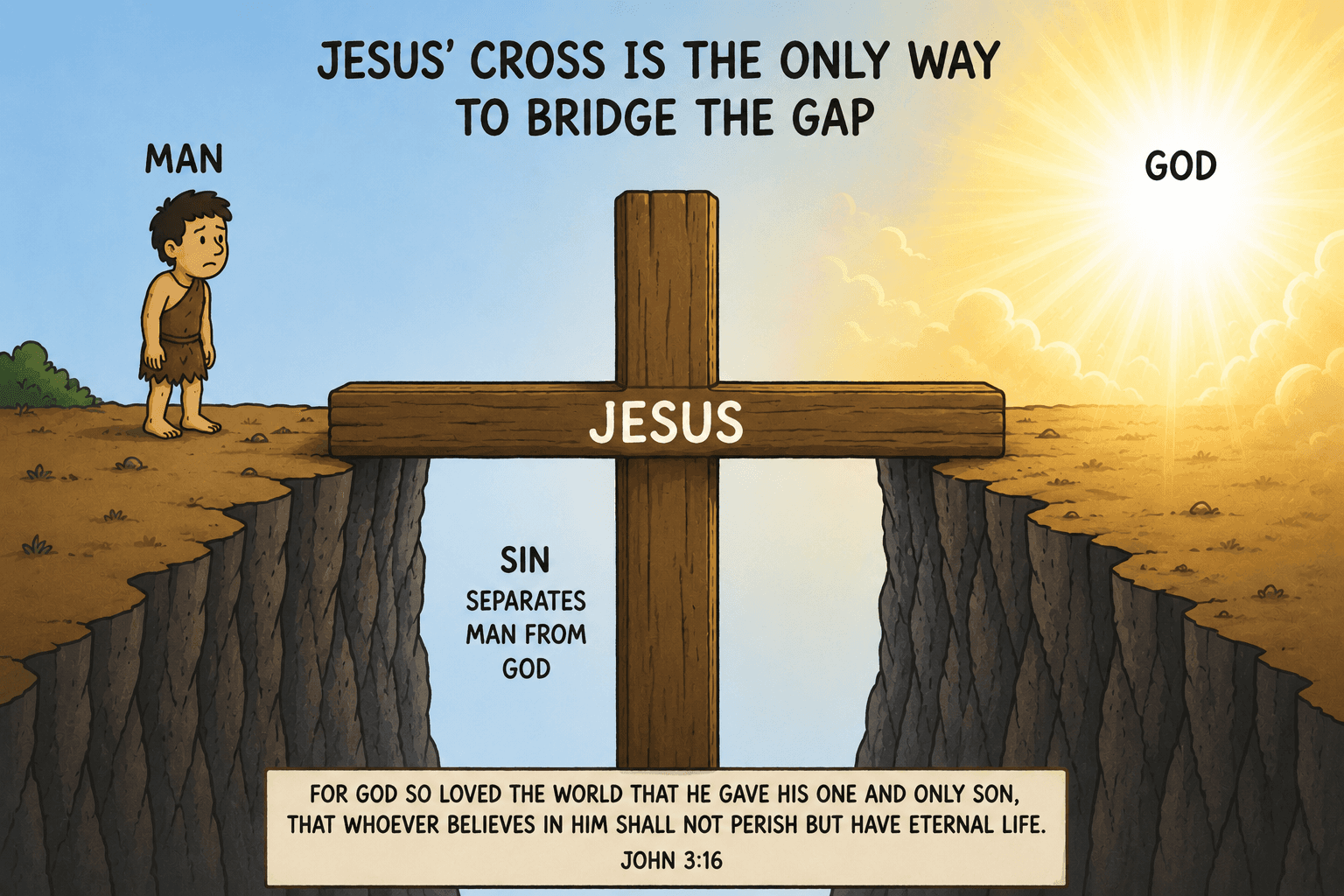 The cross of Jesus Christ bridges the gap between humanity and God